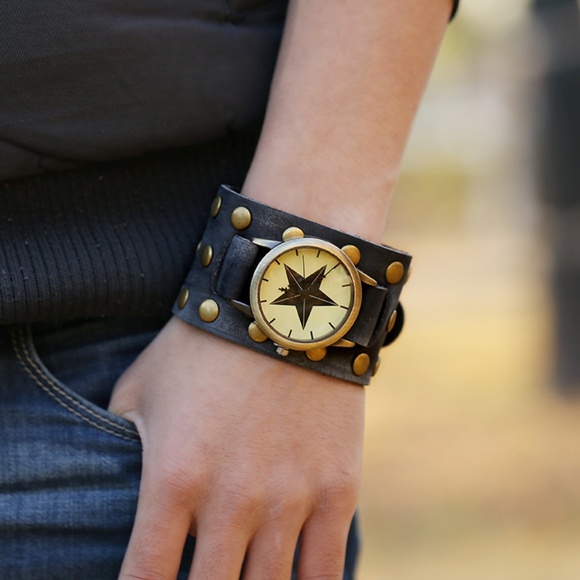 Other - Punk Style Vintage Leather Mens Watch